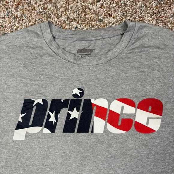 Prince Brand Tennis American Flag Logo Men’s Gray t-shirt size L - Picture 2 of 12